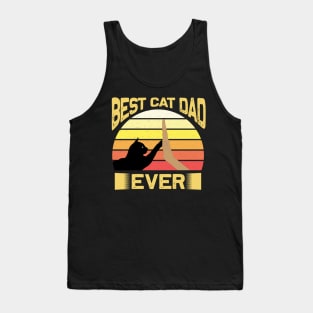 Best Cat Dad Ever Vintage Retro Sunset Tank Top